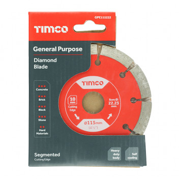 TIMCO GPE115222 General Purpose Diamond Blade Segmented 22.2mm x 115mm