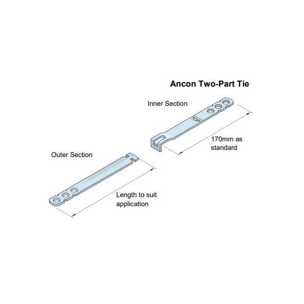 ANCON 2PT250CAV Two Part Cavity Wall Tie 250mm Cavity